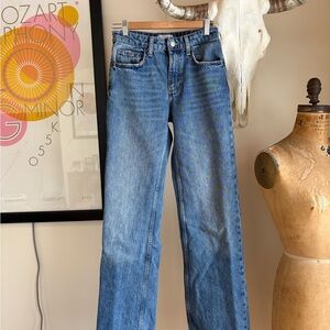 Zara Women's Straight wide Leg Blue Jeans